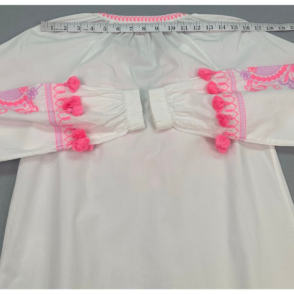 NWOT Lilly Pulitzer Kaydence Tunic Top Resort White Pink Tassel Trim Size XXS - Picture 11 of 11